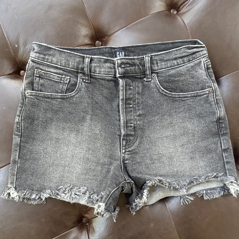 GAP Black Washed Frayed Denim Shorts